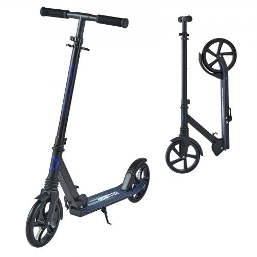 Kick Scooter for Kids Ages 8+, Teens & Adults, 2-Wheel Toddler Scooter with Adjustable Height Handlebar, Wide Anti-Slip Deck, Foldable Lightweight for Boys & Girls up to 220 lbs, Black + Purple