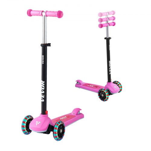 Kick Scooter for Kids Ages 3+, 3-Wheel Toddler Scooter with Light-Up Wheels, Adjustable Height Handlebar, Wide Anti-Slip Deck, Lightweight Aluminum Frame for Boys & Girls up to 165 lbs, Pink