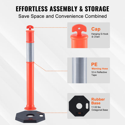 Traffic Delineator-stolpkoner, 2-pack, Trafiksäkerhetsavgränsningsbarriär med 16,93 x 16,93 i gummibas, för trafikkontroll Varning Utomhus användning inomhus Parkeringsplats Konstruktion Varning Vägar