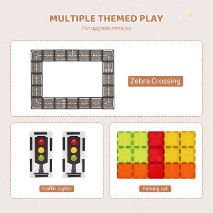 Magnetische Fliesen Magnetisches Bauspielzeug 56 PCS Magnetblöcke für Kinder 3D-Set