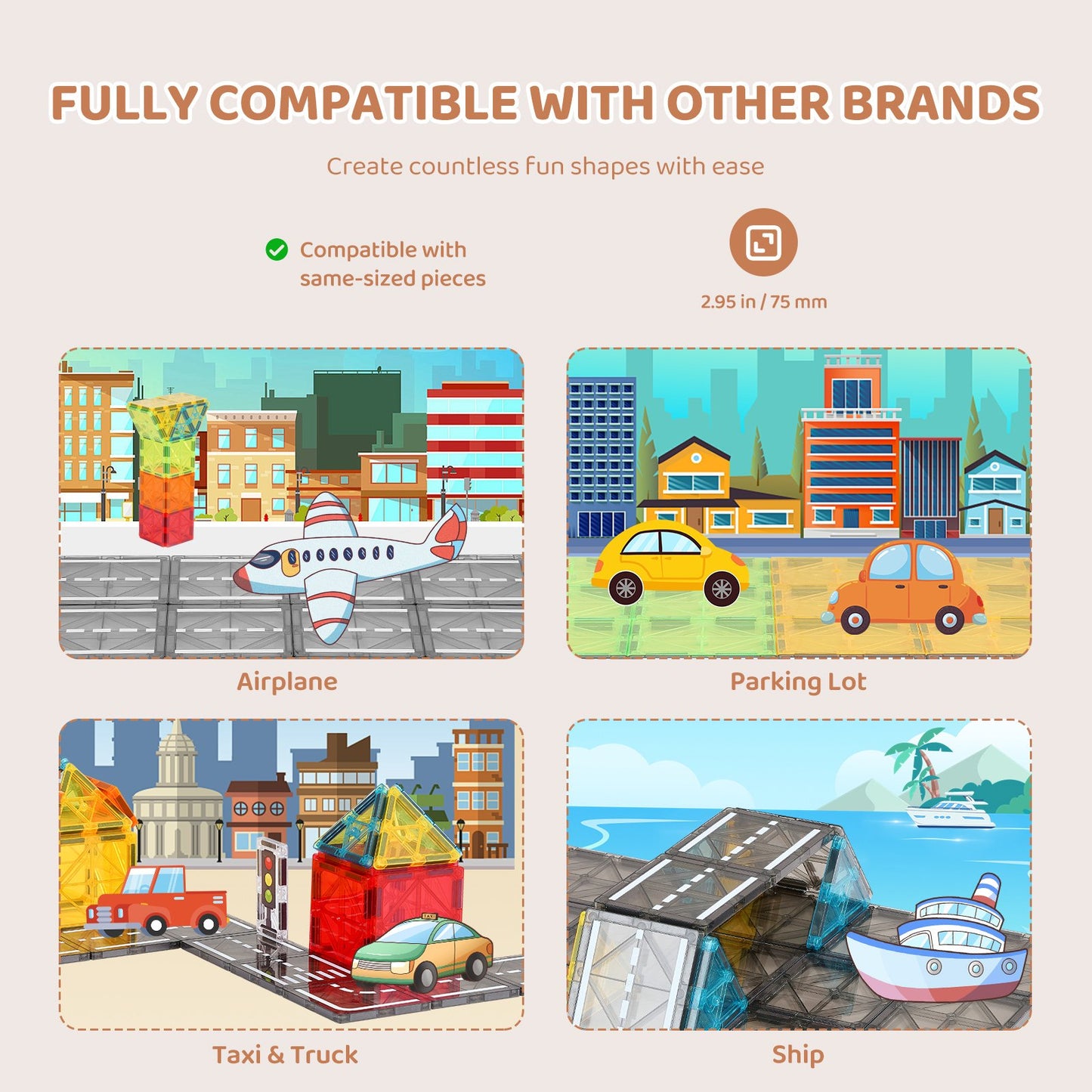 Magnetische Fliesen Magnetisches Bauspielzeug 56 PCS Magnetblöcke für Kinder 3D-Set