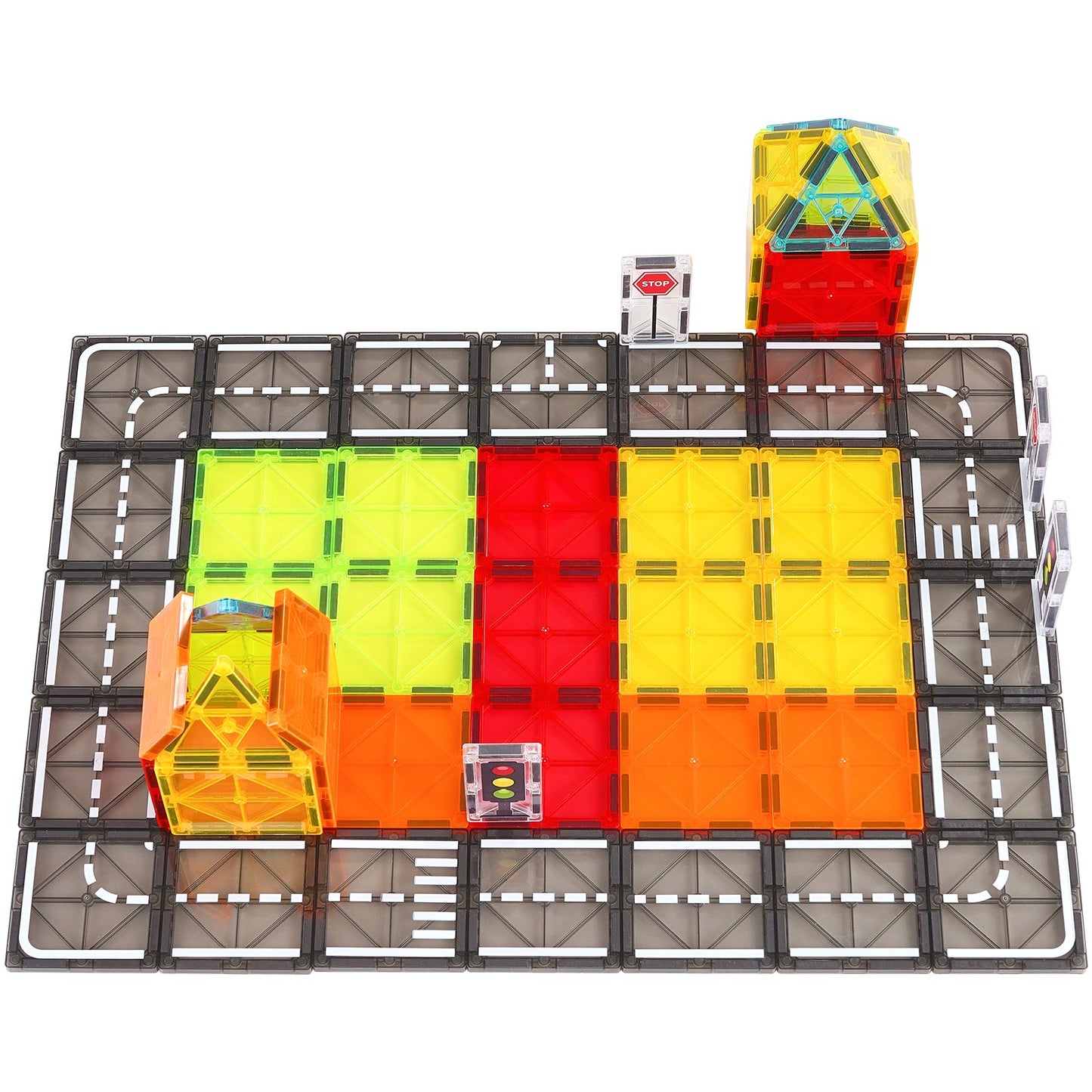 Magnetische Fliesen Magnetisches Bauspielzeug 56 PCS Magnetblöcke für Kinder 3D-Set