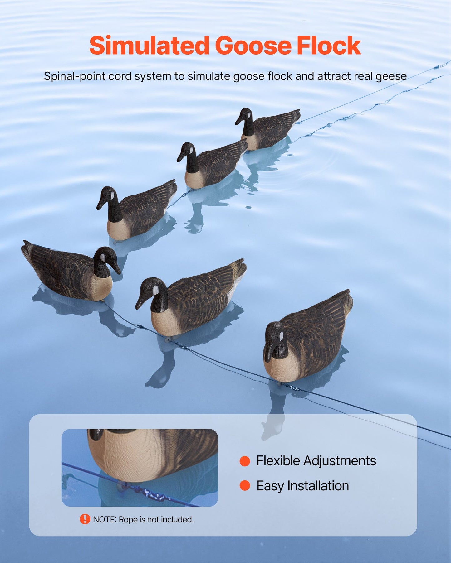 Canada Goose Decoys, Outdoors Goose Decoy for Waterfowl Hunting, Durable Plastic Floaters with Ultra Realistic Paint, for Pool, Pond, Lake, Garden Yard Decoration, Easy to Carry and Use, 6-Pack