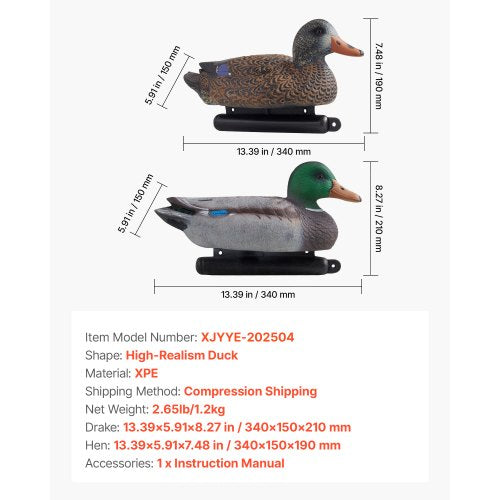 Duck Decoy Outdoor Teal Decoy Realistic Plastic Floating Duck For Hunting