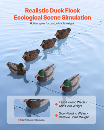 Duck Decoys, Realistic Floating Duck Decoys, Weight Forward Swim, Plastic Duck Hunting Decoy Outdoor for Hunting, for Pool, Pond, and Lake, Garden Yard Decoration, Easy to Carry and Use, 6-Pack