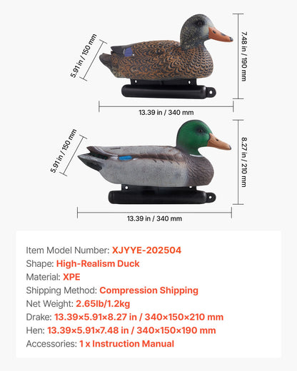 Duck Decoys, Realistic Floating Duck Decoys, Weight Forward Swim, Plastic Duck Hunting Decoy Outdoor for Hunting, for Pool, Pond, and Lake, Garden Yard Decoration, Easy to Carry and Use, 6-Pack