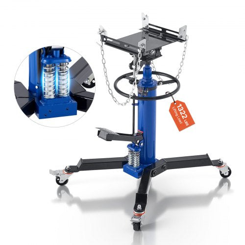 Hydraulic Transmission Jack, 1322 lbs / 0.6 Ton Lifting Capacity Telescoping Transmission Jack with Foot Pedal, Dual Telescopic Trans, 34.6-69.3 in High Lifting Height, Garage/Shop Lift Hoist