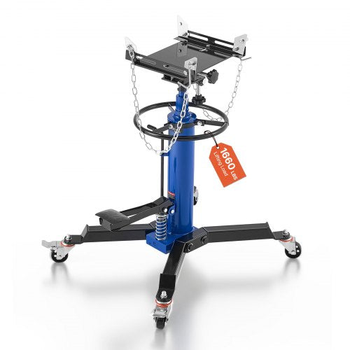 Hydraulic Transmission Jack, 1660 lbs / 0.75 Ton Lifting Capacity Telescoping Transmission Jack with Foot Pedal, 360° Swivel Wheel, 34.6-69.3 in High Lifting Height, Lift Hoist for Garage/Shop