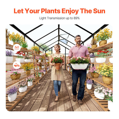 Polykarbonatväxthus 8 x 12 Ft Outdoor Walk-in Växthus för trädgård