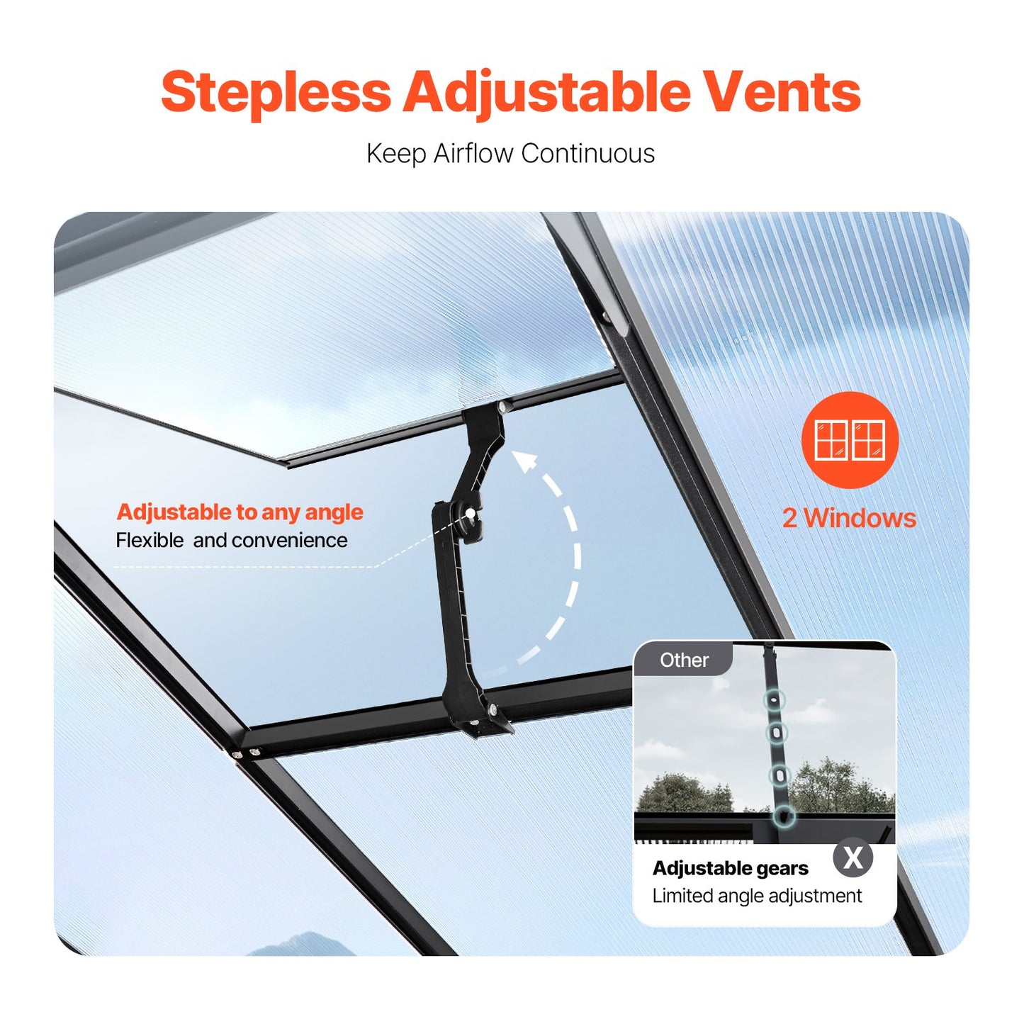 Polykarbonatväxthus 8 x 12 Ft Outdoor Walk-in Växthus för trädgård