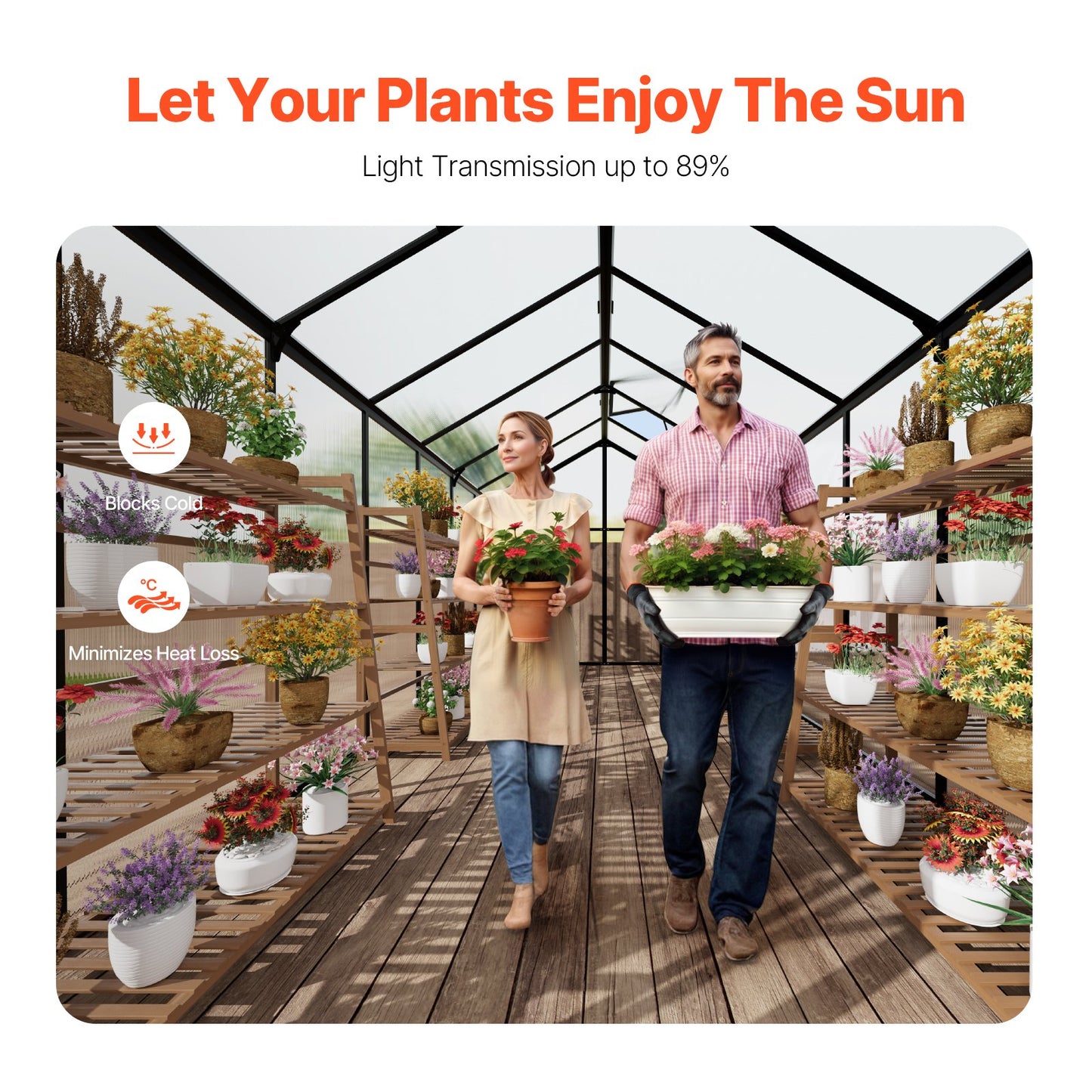 Polycarbonate Greenhouse 8 x 14 Ft Outdoor Walk-in Greenhouse for Garden