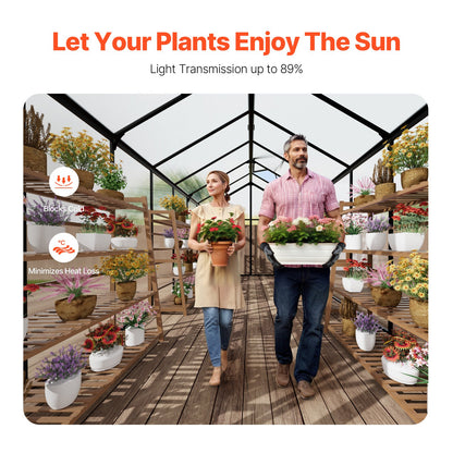 Polycarbonate Greenhouse 8 x 14 Ft Outdoor Walk-in Greenhouse for Garden