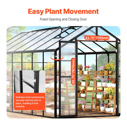 Polycarbonate Greenhouse 8 x 14 Ft Outdoor Walk-in Greenhouse for Garden
