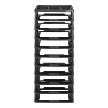 Plastförvaringsorganisator 10-lagers stor kapacitet med organisatör topp svart ram