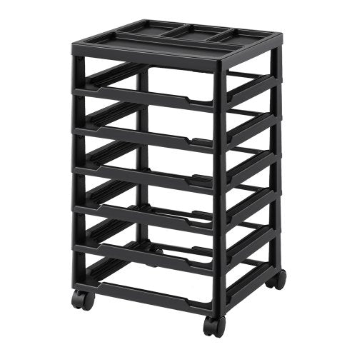 Scrapbook Rolling Storage Cart, 6-Tier Large Capacity with Organizer Top, Black Frame with 4 Removable Wheels, PP Material Cart Only, Rolling Craft Storage for Office Arts and Crafts Supplies