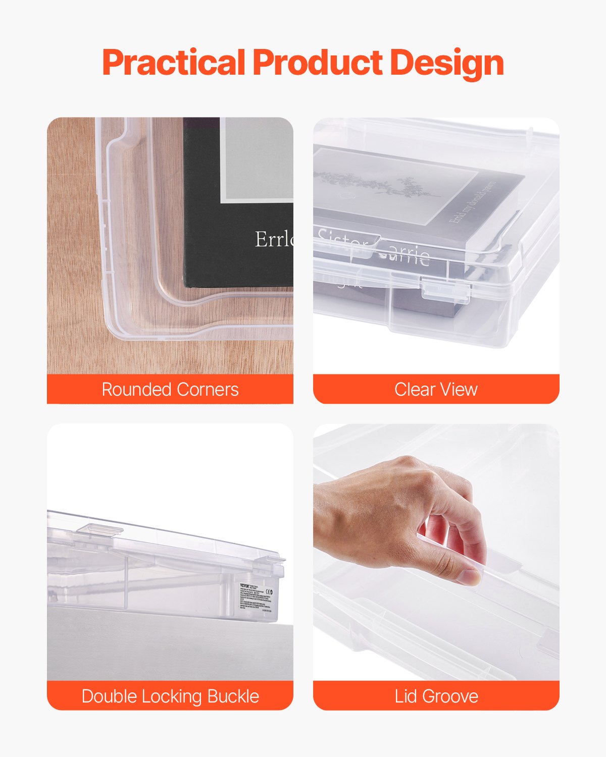 Scrapbook-Papieraufbewahrung, 6er-Pack, stapelbare Brettspielboxen aus Kunststoff, transparente Hülle