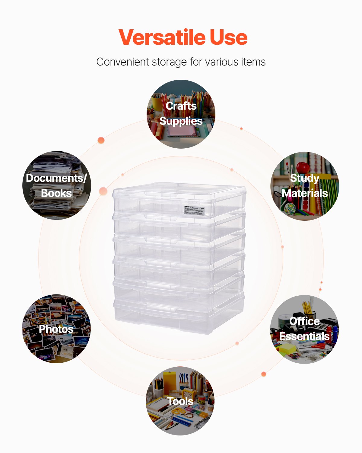 Scrapbook-Papieraufbewahrung, 6er-Pack, stapelbare Brettspielboxen aus Kunststoff, transparente Hülle