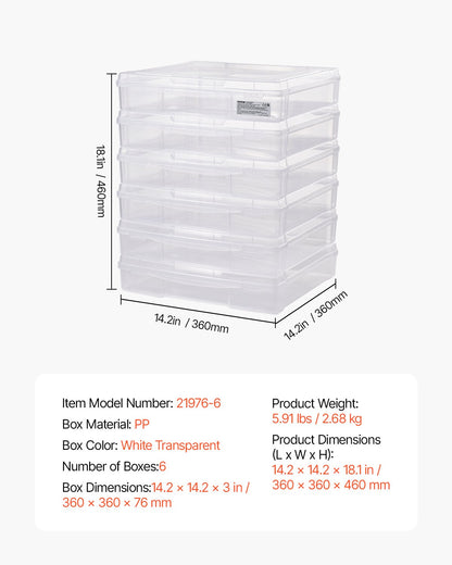 Scrapbook-Papieraufbewahrung, 6er-Pack, stapelbare Brettspielboxen aus Kunststoff, transparente Hülle