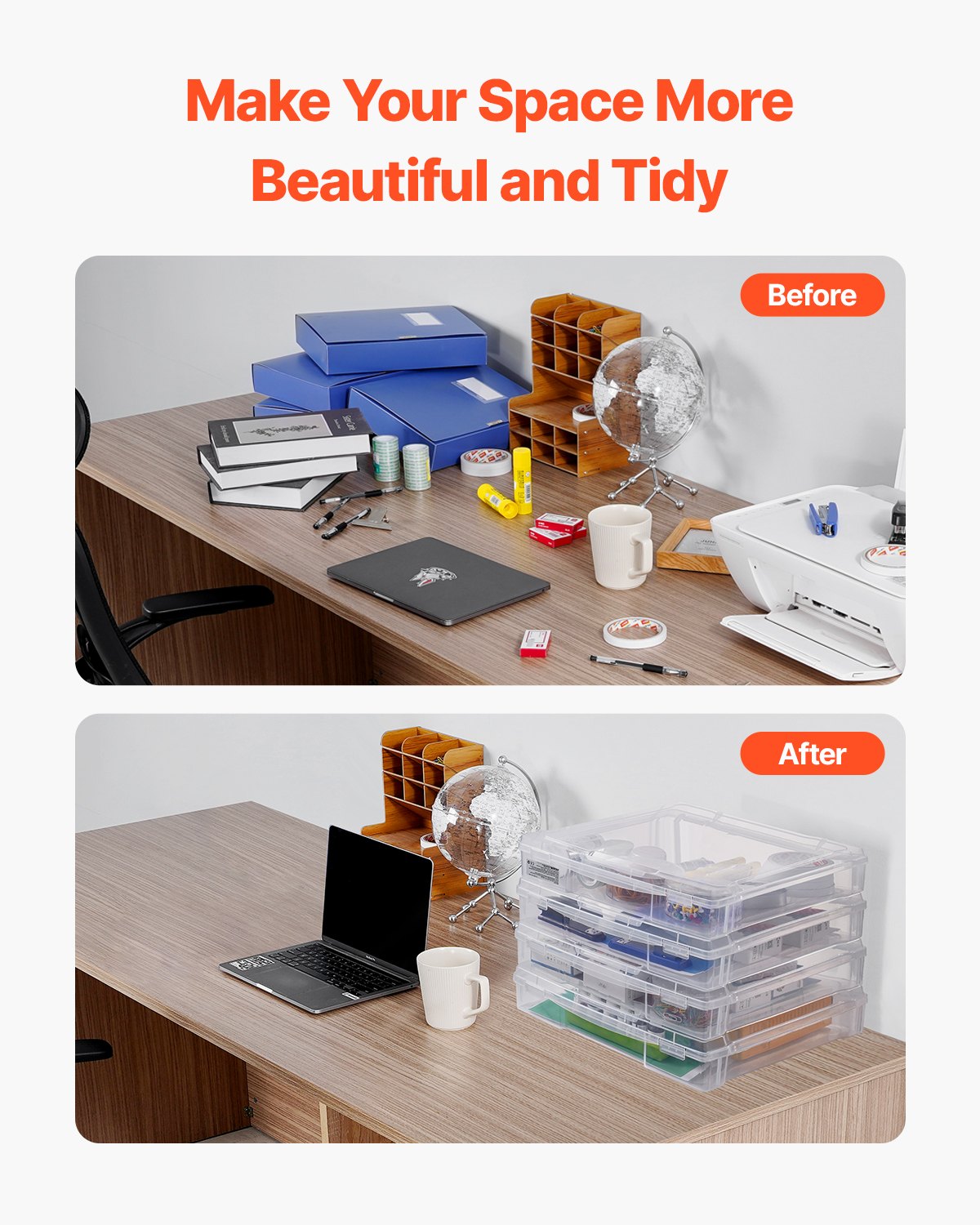 Scrapbook-pappersförvaring 4-pack stapelbara brädspelslådor i plast Klart fodral