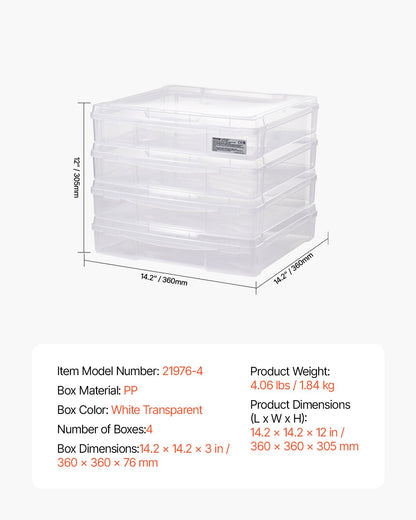 Scrapbook-pappersförvaring 4-pack stapelbara brädspelslådor i plast Klart fodral