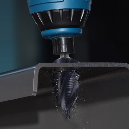 Step Drill Bit, 3/16 to 1-3/8 inch, 3/8 inch Triangular Shank, TiAlN Coating Cobalt High Speed Steel, Four Spiral Flute Step Bit for Metal, Stainless Steel, Aluminum, Wood, Plastic, Fiberglass