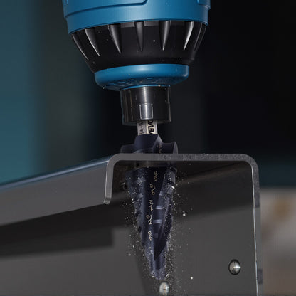 Step Drill Bit, 1/4 to 3/4 inch, 1/4 inch Hex Shank, TiAlN Coating Cobalt HSS High Speed Steel, Four Spiral Flute Step Bit for Metal, Stainless Steel, Aluminum, Wood, Plastic, Fiberglass