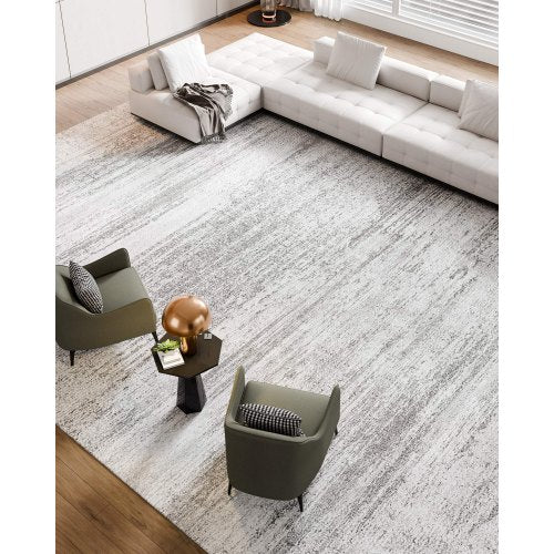 Großer Teppich 3x4,5 m rutschfeste und reißfeste Bodenmatte modern grau