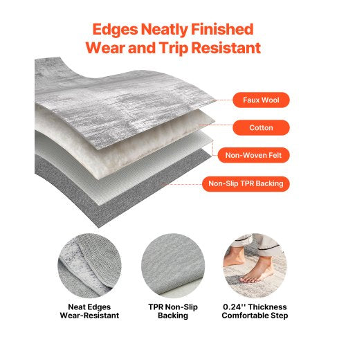 Großer Teppich 3x4,5 m rutschfeste und reißfeste Bodenmatte modern grau