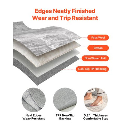 Großer Teppich 3x4,5 m rutschfeste und reißfeste Bodenmatte modern grau