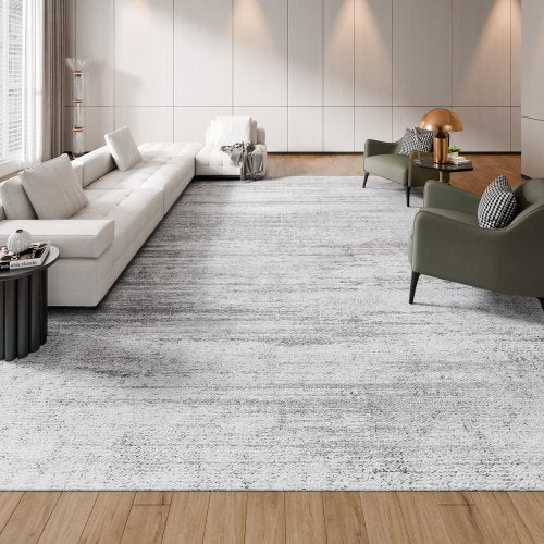 Area Rug, 10 x 14 ft Large Washable Rug, Non-Slip and Tear-Resistant Soft Carpet, Pet & Child Friendly Modern Area Rugs, Indoor Mat for Bedroom, Office, Living Room, Kids Room, Entryway, Gray