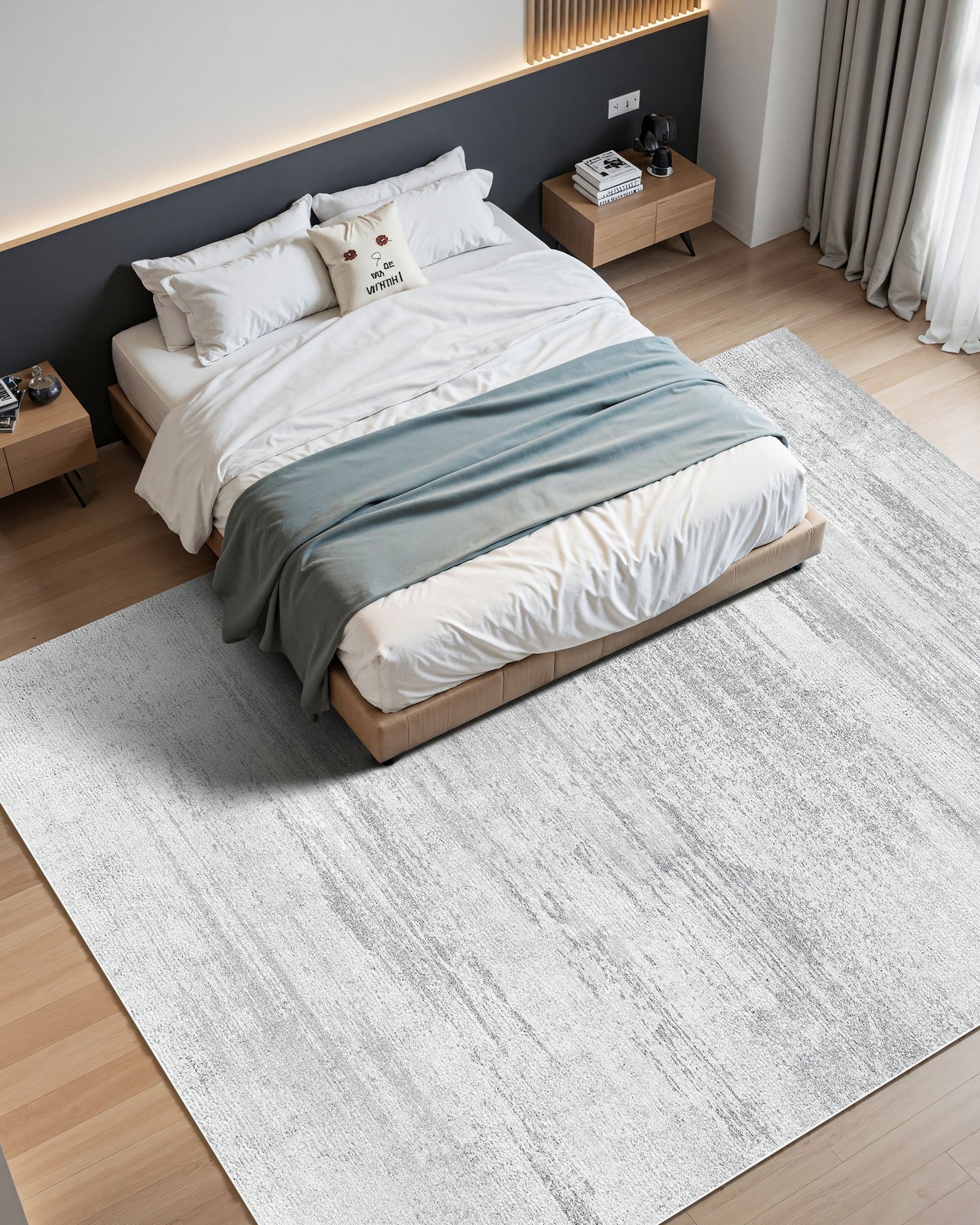 Area Rug, 10 x 14 ft Large Washable Rug, Non-Slip and Tear-Resistant Soft Carpet, Pet & Child Friendly Modern Area Rugs, Indoor Mat for Bedroom, Office, Living Room, Kids Room, Entryway, Gray