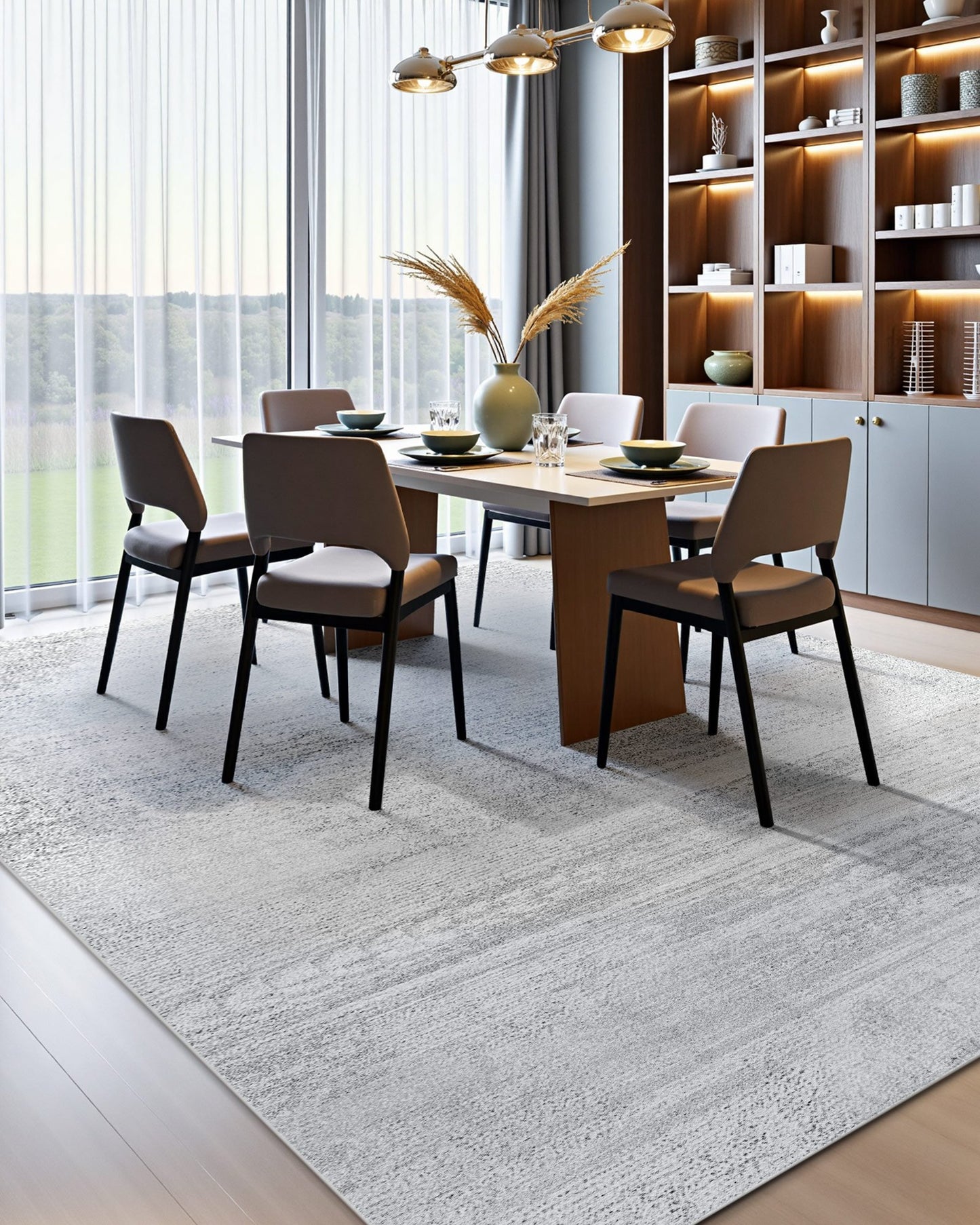Area Rug, 10 x 14 ft Large Washable Rug, Non-Slip and Tear-Resistant Soft Carpet, Pet & Child Friendly Modern Area Rugs, Indoor Mat for Bedroom, Office, Living Room, Kids Room, Entryway, Gray
