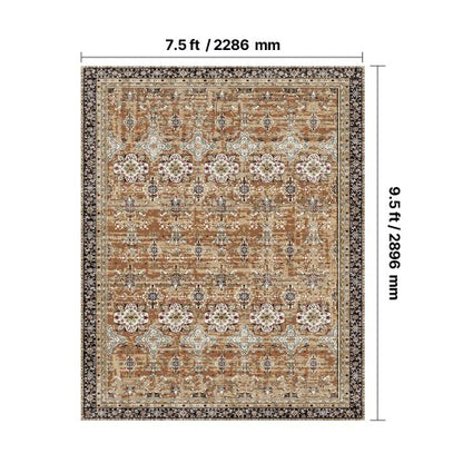 Stor Matta 2,1x2,7 m Halkfri Golvmatta Vintage Brun Grön