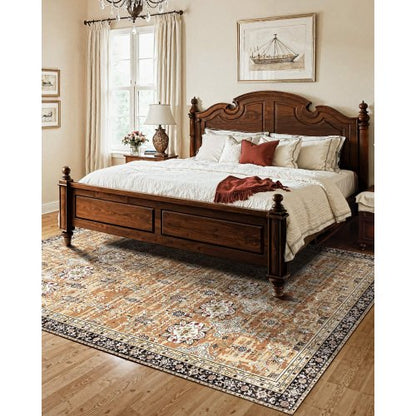 Stor Matta 2,1x2,7 m Halkfri Golvmatta Vintage Brun Grön