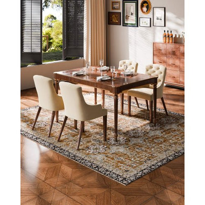 Stor Matta 2,1x2,7 m Halkfri Golvmatta Vintage Brun Grön