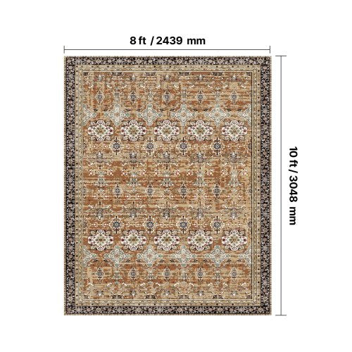 Großflächiger 2,4 x 3,4 m rutschfester Indoor-Teppich Vintage braun grün