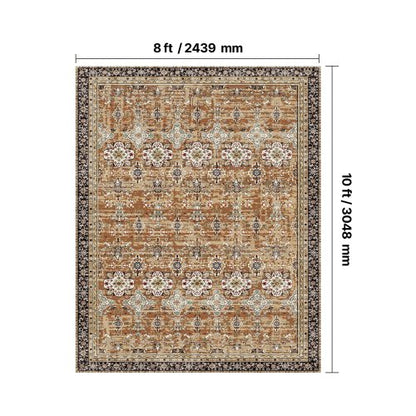 Großflächiger 2,4 x 3,4 m rutschfester Indoor-Teppich Vintage braun grün