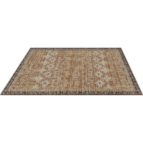 Großflächiger 2,4 x 3,4 m rutschfester Indoor-Teppich Vintage braun grün