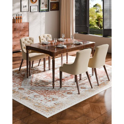 Stor yta 2,4 x 3,4 m halkfri inomhusmatta vintage brun röd