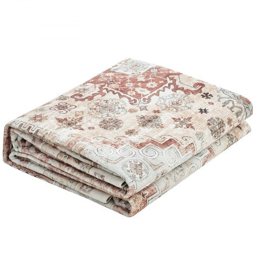 Stor yta 2,4 x 3,4 m halkfri inomhusmatta vintage brun röd