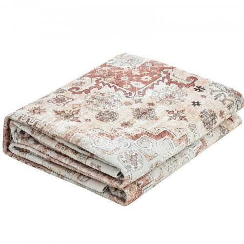 Stor yta 2,4 x 3,4 m halkfri inomhusmatta vintage brun röd