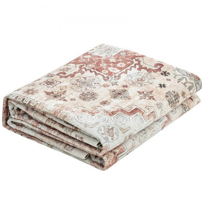 Stor yta 2,4 x 3,4 m halkfri inomhusmatta vintage brun röd