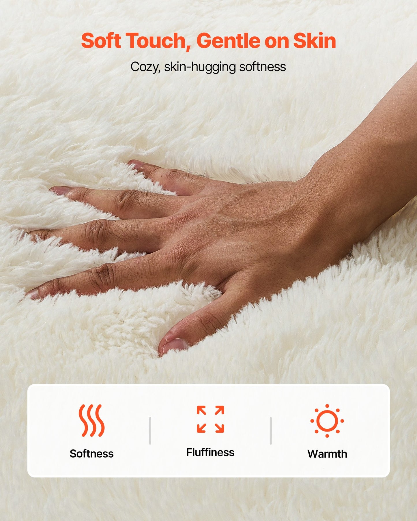 Indoor Plush Area Rugs, 8 x 10 ft Soft Plush Carpet, Furry Shag Area Rugs for Living Room, Bedroom, Sunroom, Modern Home Decor Aesthetic, Non-Shedding, Non-Woven, Slip-Resistant, Ivory White