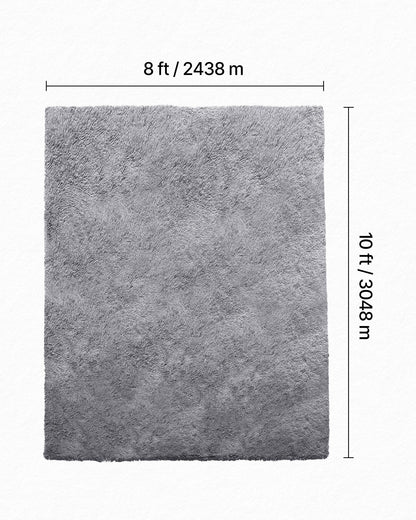 Indoor Plush Area Rugs, 8 x 10 ft Soft Plush Carpet, Furry Shag Area Rugs for Living Room, Bedroom, Sunroom, Modern Home Decor Aesthetic, Non-Shedding, Non-Woven, Slip-Resistant, Smoke Gray