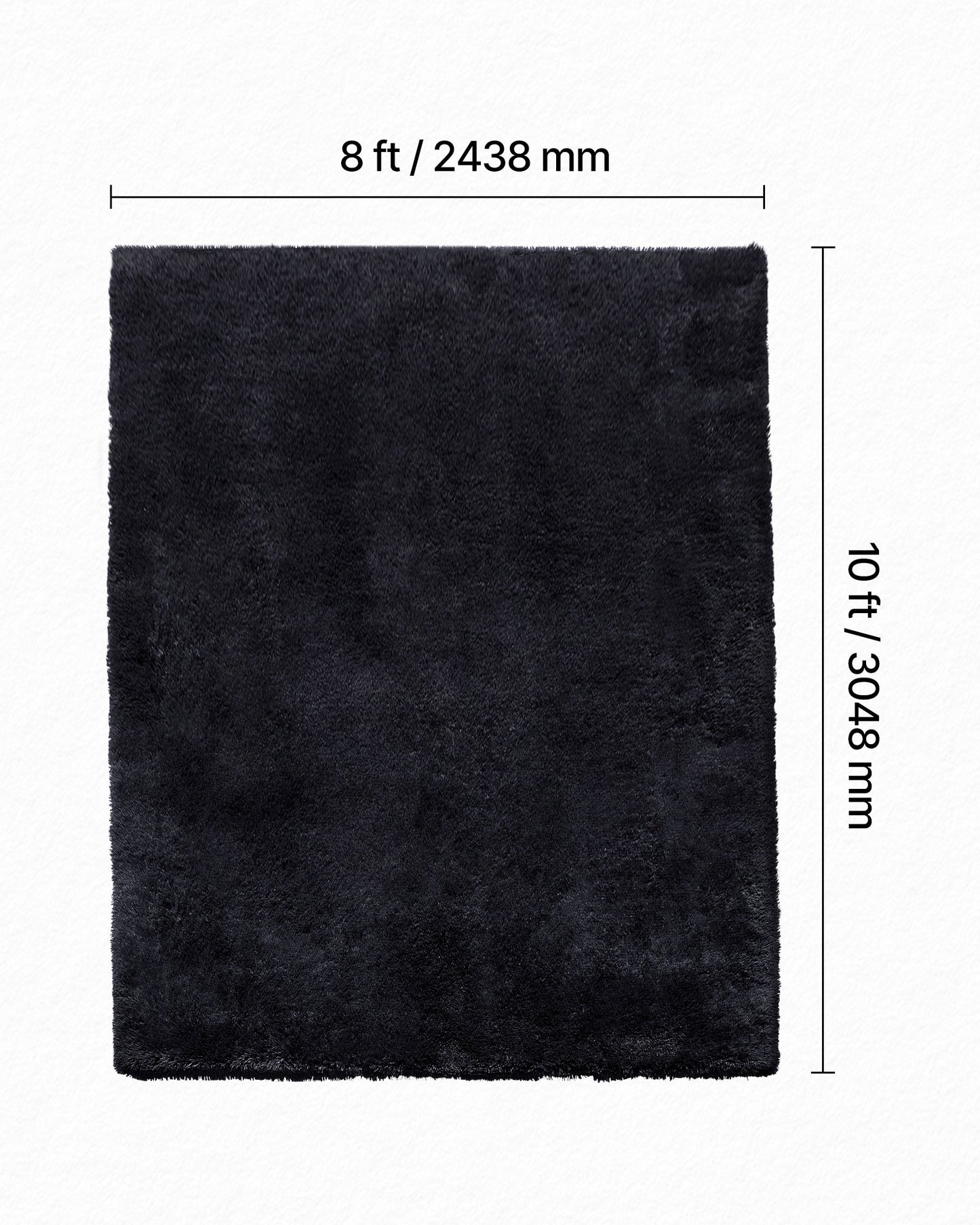 Indoor Plush Area Rugs, 8 x 10 ft Soft Plush Carpet, Furry Shag Area Rugs for Living Room, Bedroom, Sunroom, Modern Home Decor Aesthetic, Non-Shedding, Non-Woven, Slip-Resistant, Black
