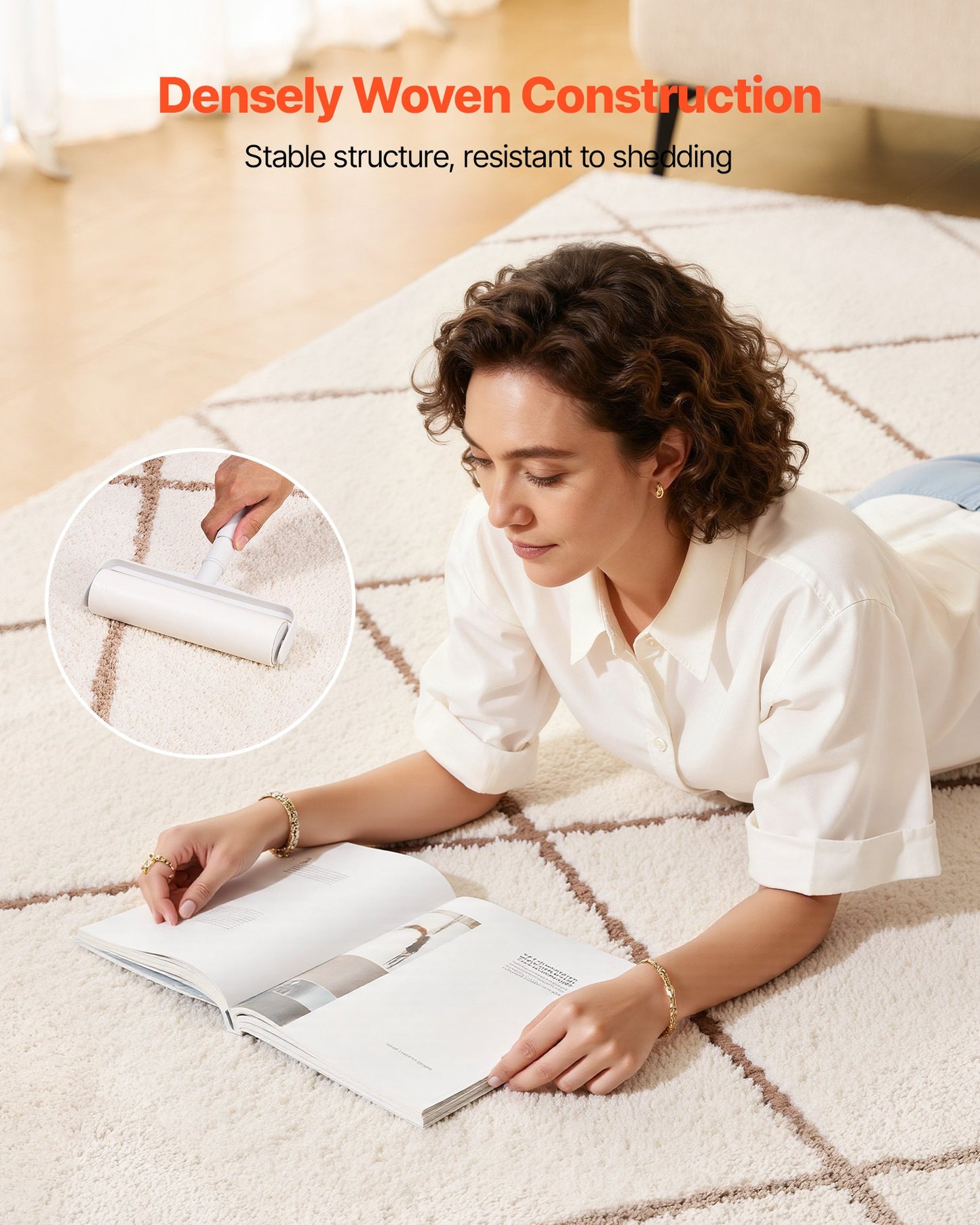Indoor Plush Area Rugs, 8 x 10 ft Plush Carpet, Area Rugs Furry with Long Plushs Pile, Thick & Durable High-Pile Rug for High-Traffic Areas, Bedroom, Non-Shedding & Non-Slip Backing, Beige