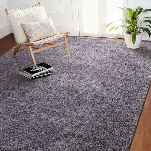 Indoor Plush Area Rugs, 8 x 10 ft Plush Carpet, Area Rugs Furry with Long Plushs Pile, Thick & Durable High-Pile Rug for High-Traffic Areas, Non-Shedding & Non-Slip Backing, Blue-Gray
