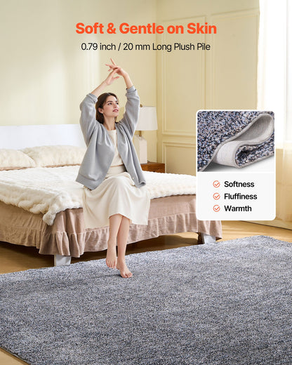 Indoor Plush Area Rugs, 8 x 10 ft Plush Carpet, Area Rugs Furry with Long Plushs Pile, Thick & Durable High-Pile Rug for High-Traffic Areas, Non-Shedding & Non-Slip Backing, Blue-Gray
