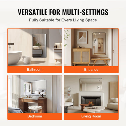 Fyrkantig väggmonterad spegel 30" x 48" spegel med aluminiumram