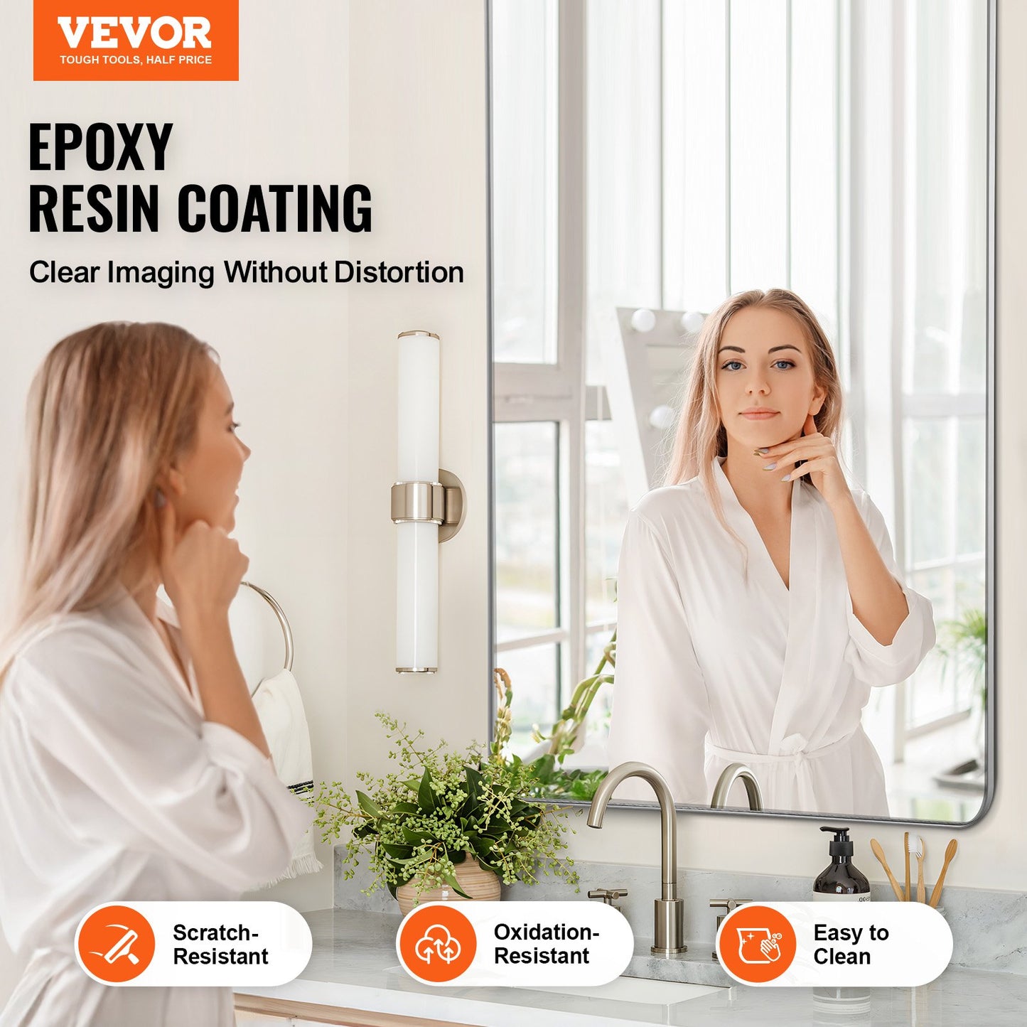 Square Wall Mounted Mirror 32" x 72" Mirror with Aluminum Alloy Frame